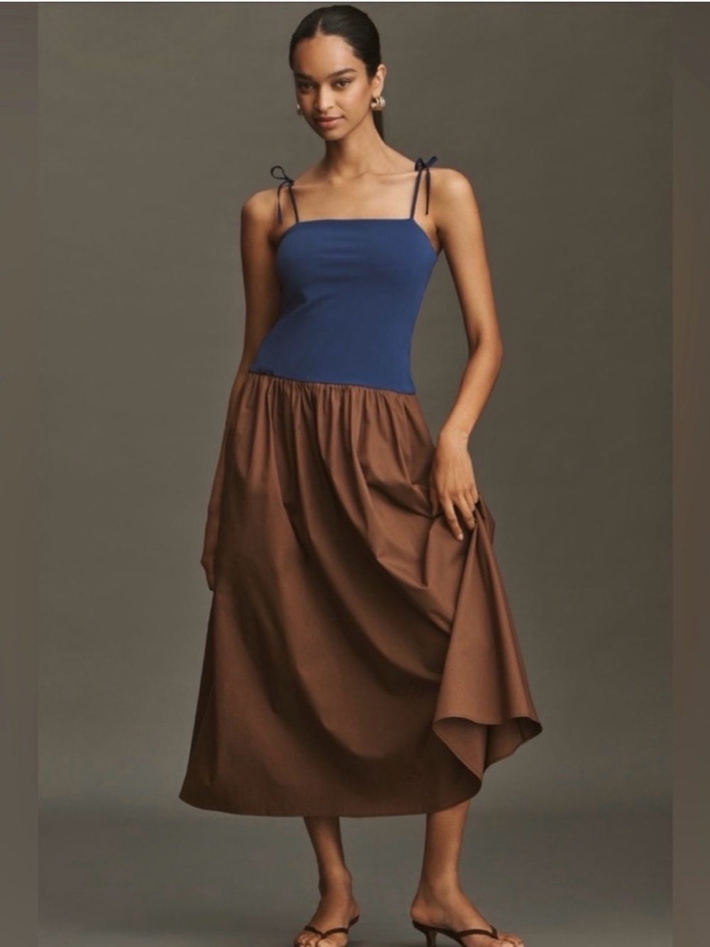 Anthropologie Square-Neck Twofer Midi Dress XS